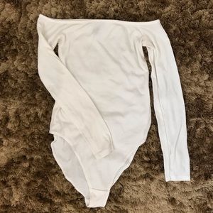 Simple casual off the shoulder ribbed bodysuit